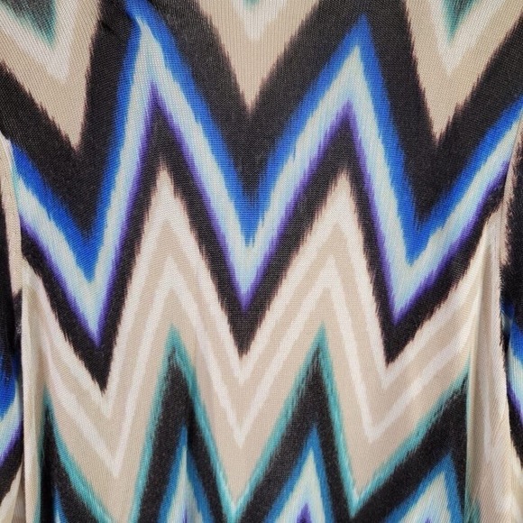 Chicos Cardigan Sweater Rayon Women's Size 2 US Large LS Open Front Blue Chevron - Picture 4 of 7